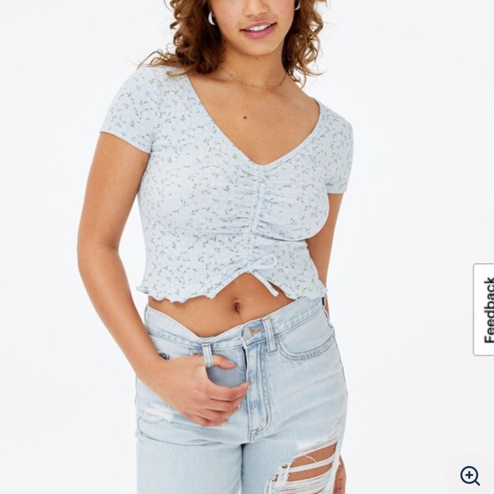 Aeropostale Light Blue Ruched Blouse Size XS
